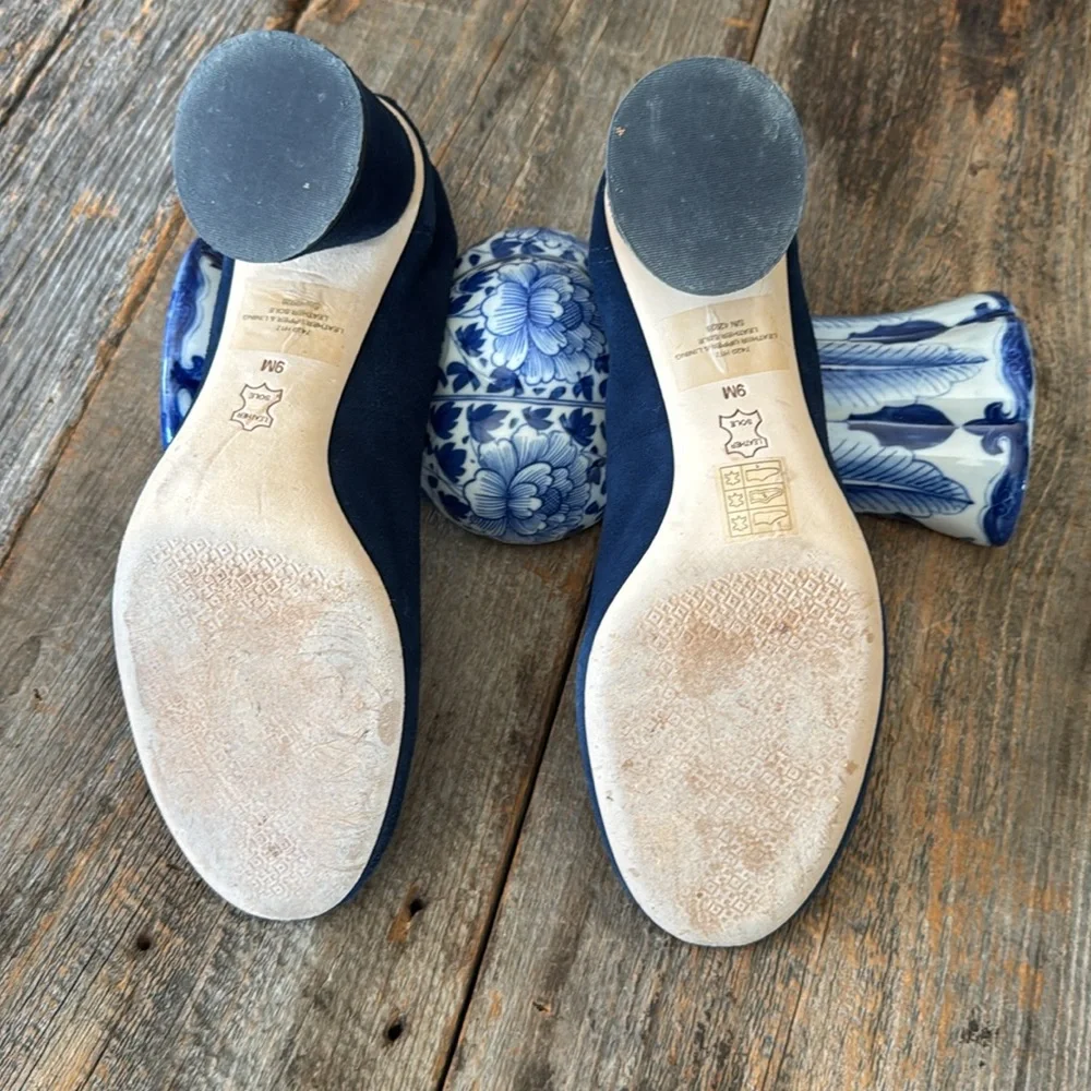 Tory Burch Therese 65MM Suede Veg Pump Royal Navy Size 9 - Picture 10 of 11